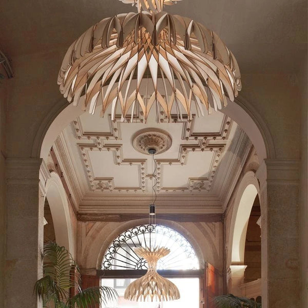 Very Large Designer Timber Dome Pendant Light