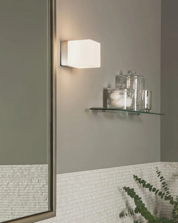 Chrome & Opal Glass Diffuser Cube Wall Light