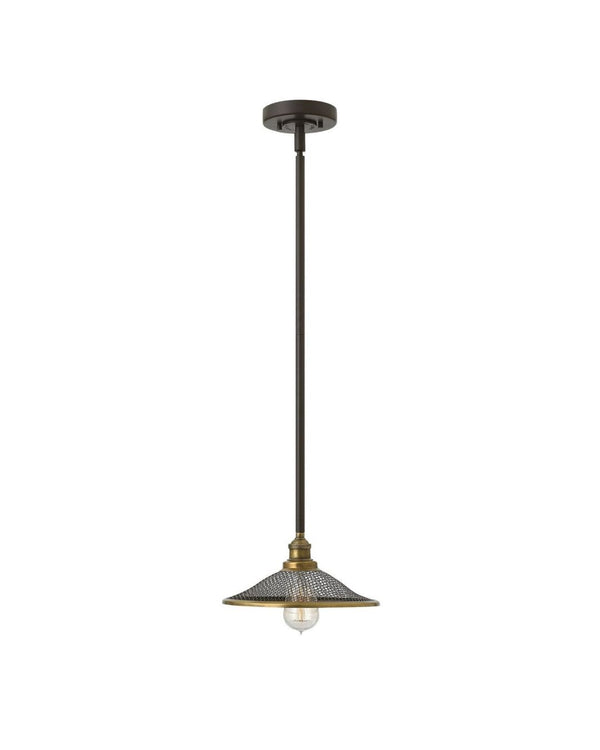 Industrial Bronze and Mesh Pendant