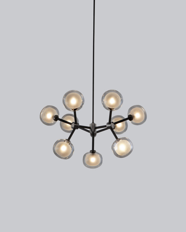 9 Light / Clear / Brushed Brass
