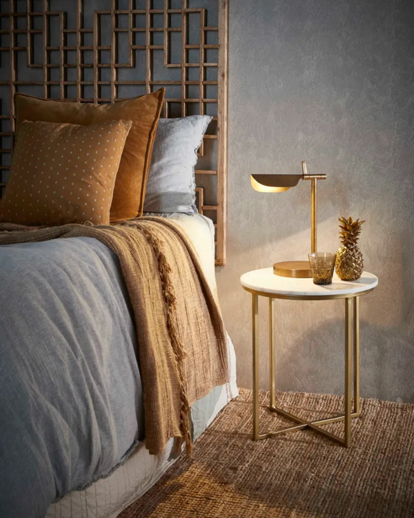 Mid-Century Modern Brass Geometric Table Lamp