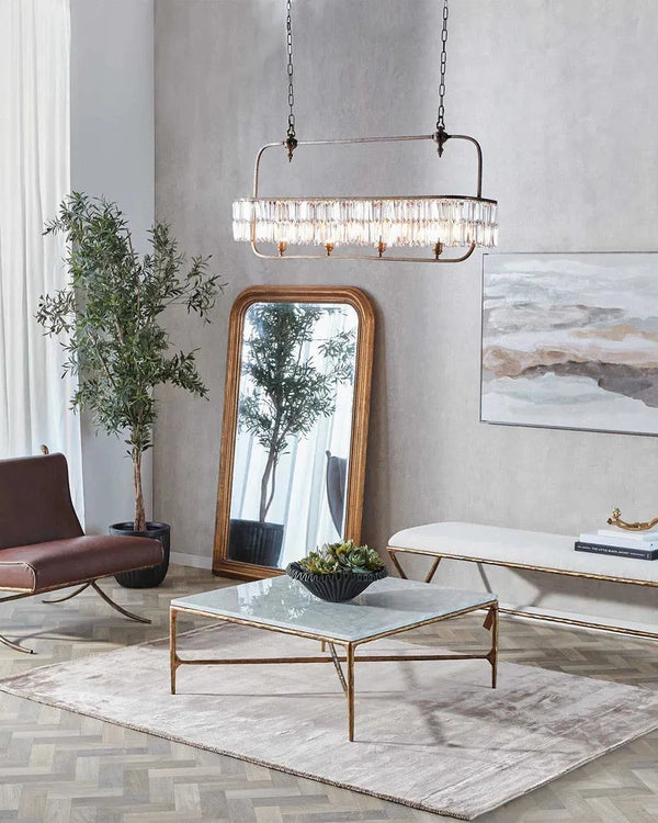 Modern Crystallised Long Chandelier