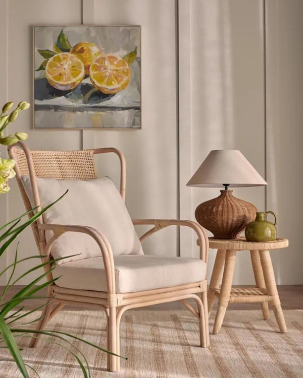 Rounded Rattan Table Lamp