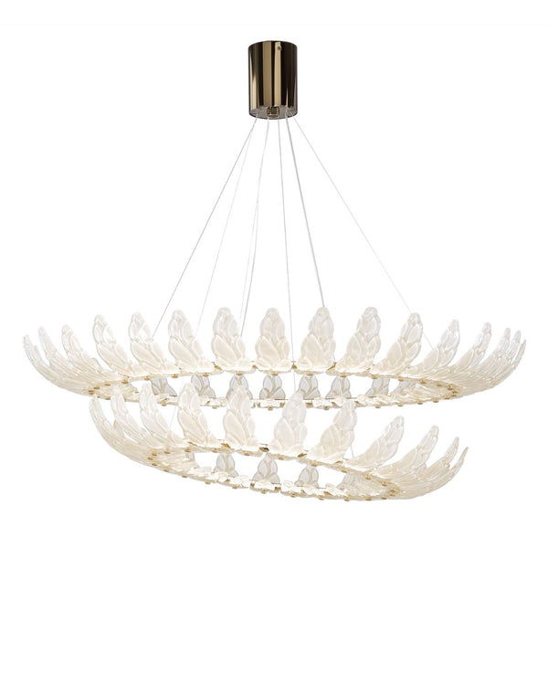 Satin Glass Leaf Chandelier