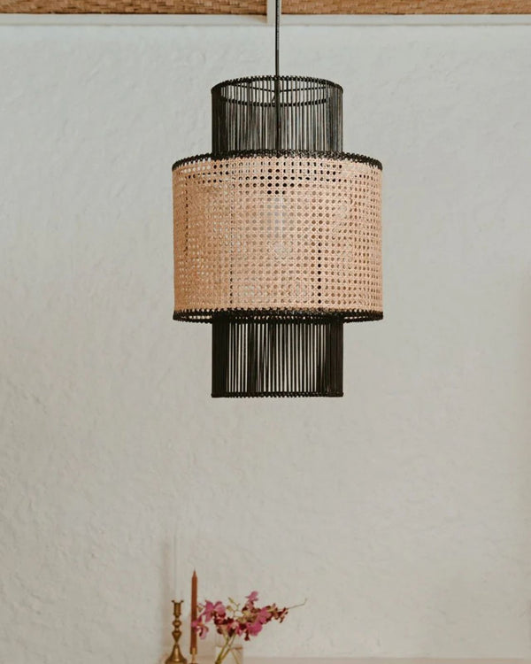 Tiered Tall Rattan Pendant