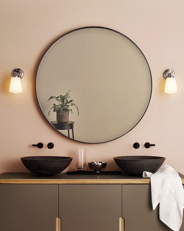 Transitional Chrome & Opal Glass Wall Light