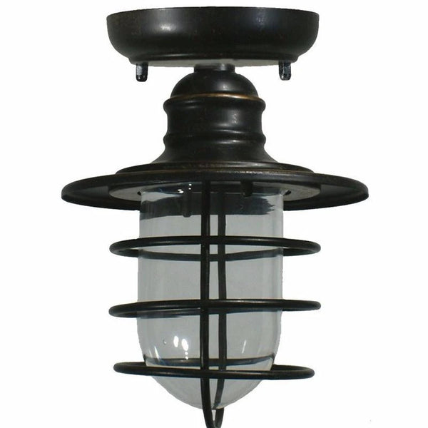 Antique Bronze Industrial Nautical Flush Mount Ceiling Light