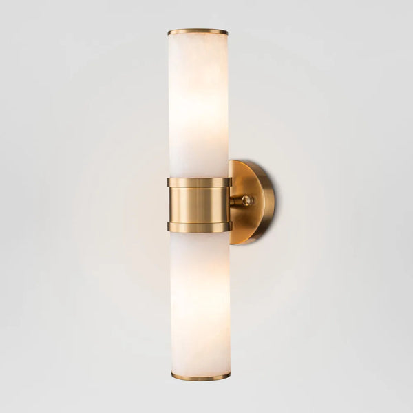 Alabaster and Brass Up & Down Wall Light