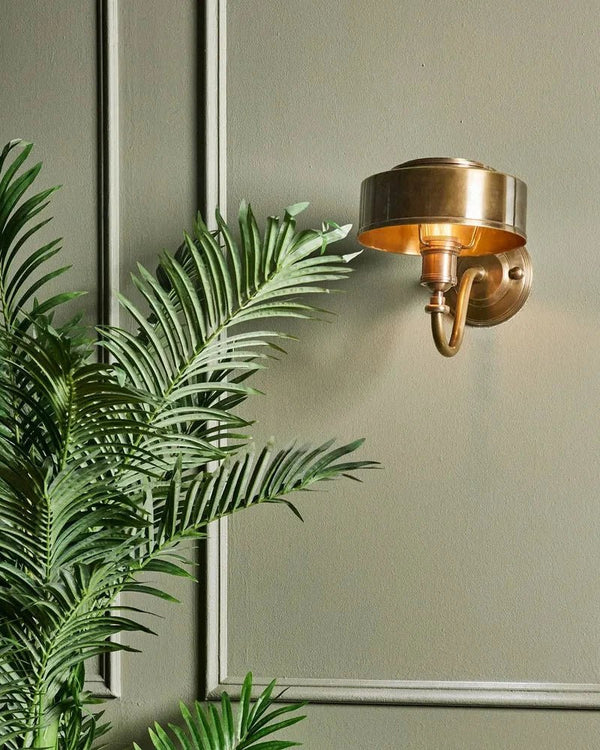 Antique Brass Curved Arm Wall Light