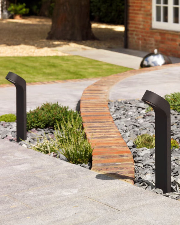 Contemporary L-Curved Black Aluminium Bollard