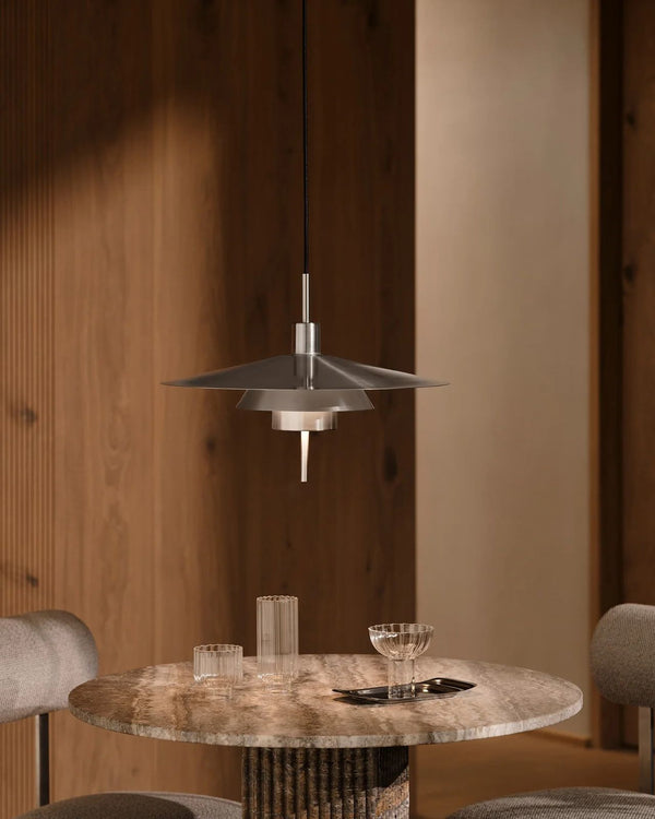 Danish Geometric Chrome Pendant