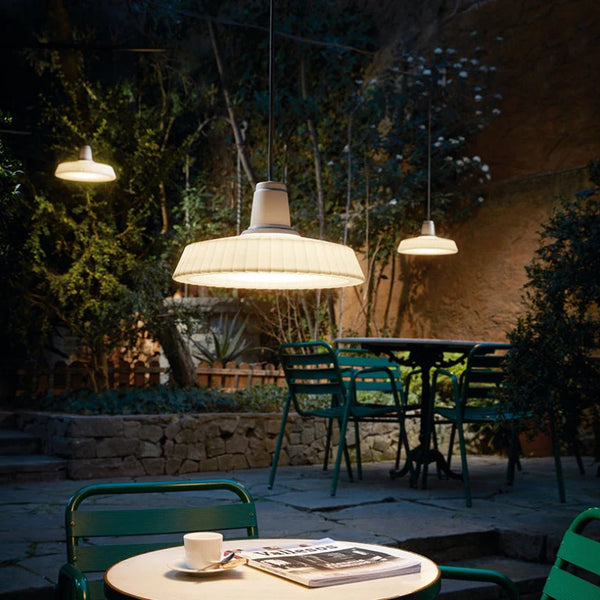 Textured Wave Exterior Pendant Light