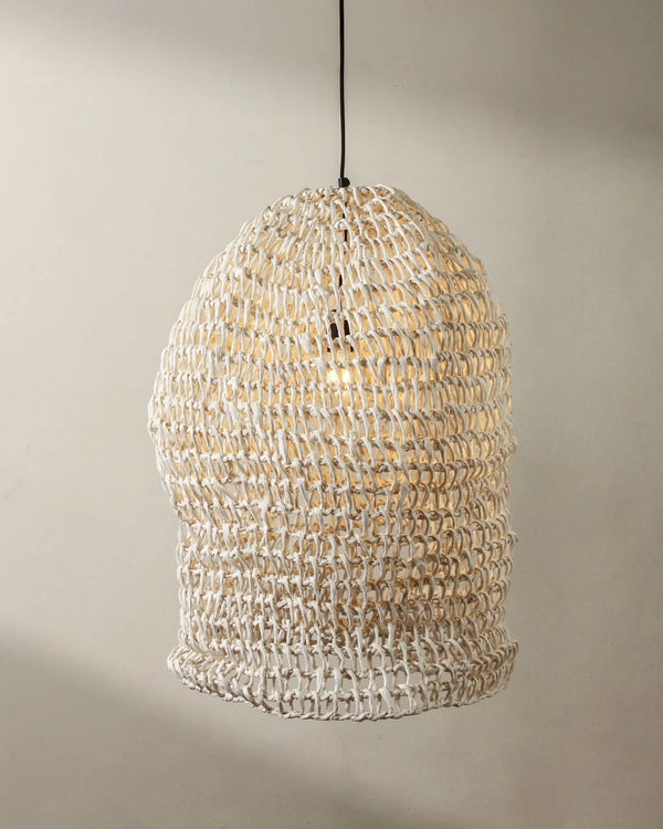 Elongated Handwoven Paper Rope Pendant