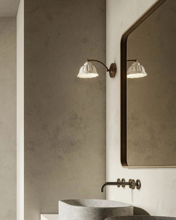 Antique Brass & Ceramic Wall Light | Italian Designed