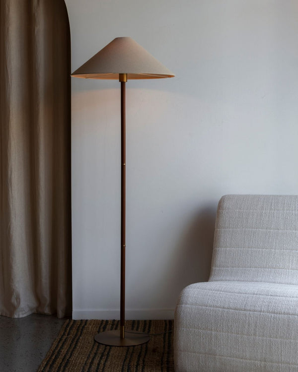 Leather & Brass Floor Lamp