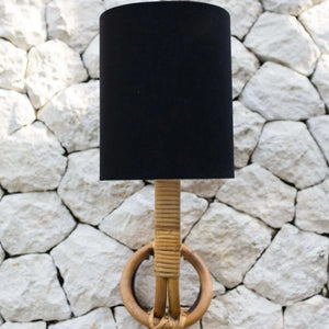 Organic Cane Wall Sconce With Linen Shade