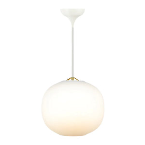 Spherical Opal Glass and Brass Pendant