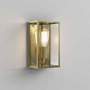 Modern Natural Brass Boxed Wall Light | SALE