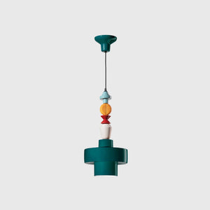 Playful and Colourful Ceramic Cylinder Pendant oil green small