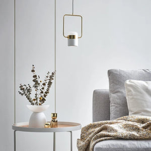 Modern Concrete and Brass Pendant Light