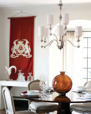 Modern Brushed Nickel & Glass Chandelier