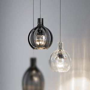 German Hand-Blown Crystal Glass Pendant Light