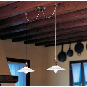 Italian Brass & Glass Two Light Pendant