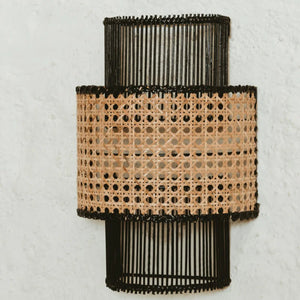 Tiered Tall Rattan Wall Light