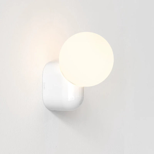 Glossy White Orb Single Wall Light