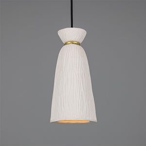 Long Ceramic Grooved Pendant