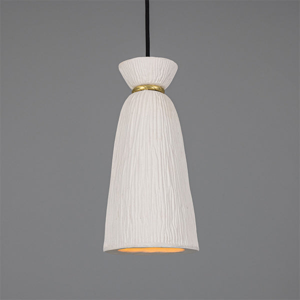 Long Ceramic Grooved Pendant