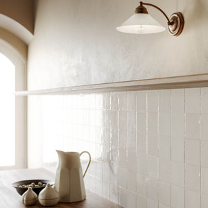 Italian Brass & Glass Wall Light in a classic rural kitchen