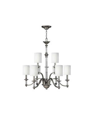 Modern Brushed Nickel & Glass Chandelier