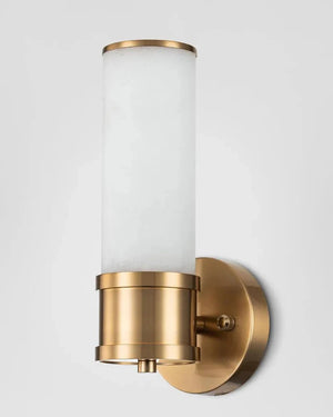 Alabaster and Brass Cylindrical Wall Light
