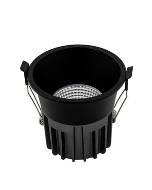 Black LED downlight on a white background