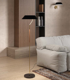 Balanced Black & Synthetic Rattan Floor Lamp-Lighting Collective