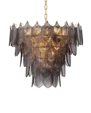 Charcoal Glass Leaf Tiered Chandelier