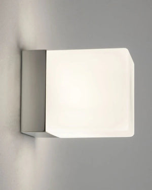 Chrome & Opal Glass Diffuser Cube Wall Light | Side View