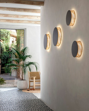 Circular Beige Cotton Thread Wall Light