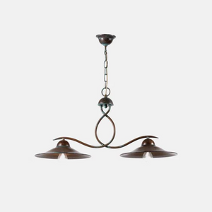 Classic Italian Two Light Pendant in Verdigris Finish