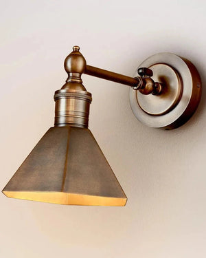 Classic Wall Light Sconce with Pyramid Shade Antique Brass 