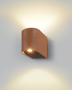 Cylindrical rust up and down wall light fixture