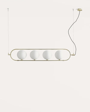 Contemporary Opal Orb Linear Pendant Brass