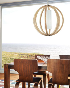 Contemporary Sphere Wood Pendant