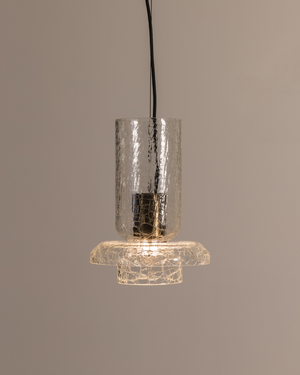 Modern pendant light with textured glass shade on a neutral background by ADesignStudio handmade in Sydney Australia
