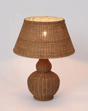 Curved Natural Rattan Table Lamp