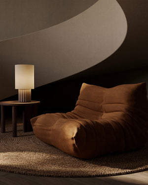 Cylindrical Pleated Ceramic Table Lamp lounge area 