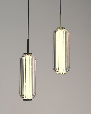 Elegant Oblong Striped Glass Pendant
