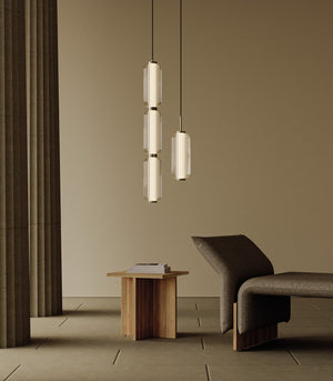 Elegant Oblong Striped Glass Pendant