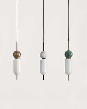 Elegant Marble and Glass Suspended Pendant 